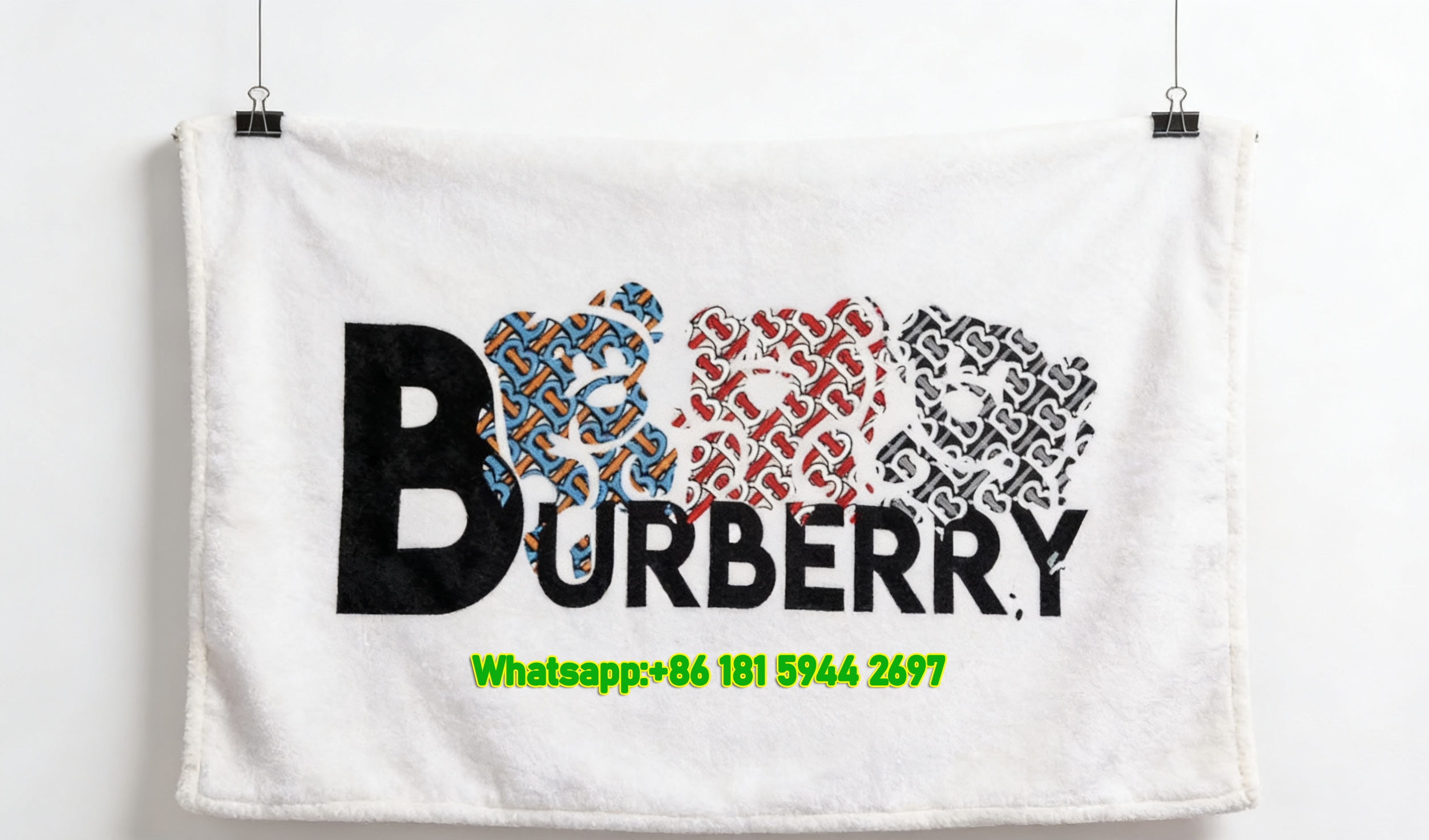 Burberry Monogram Teddy Bear Flannel Sofa Throw Blanket for Wall Decor B051